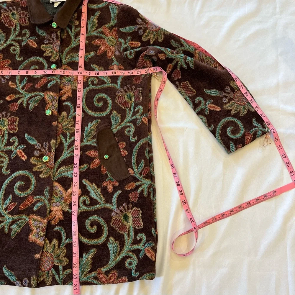 Vintage Maggie Sweet Floral Tapestry Rug Chenille Blazer Coat Jacket Size Medium - Picture 16 of 16